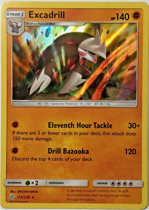 Pokemon - EXCADRILL 115/236 -  HOLO Rare - Cosmic Eclipse - NM/M