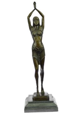 100% Bronze Skulptur Statue Chiparus Ägyptische Tänzerin Deco Figurine Skulptur