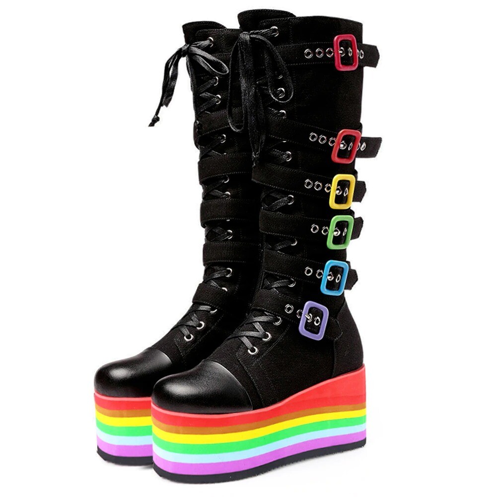 Cute Anime Girl's Goth Boots Platform 7 