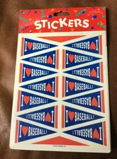 NIP Vintage 1994 Gibson Greetings I LOVE BASEBALL Stickers - 4 Sheets *