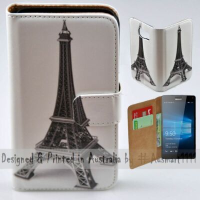 For Nokia Series - Eiffel Tower Theme Print Wallet Mobile Phone Case Cover