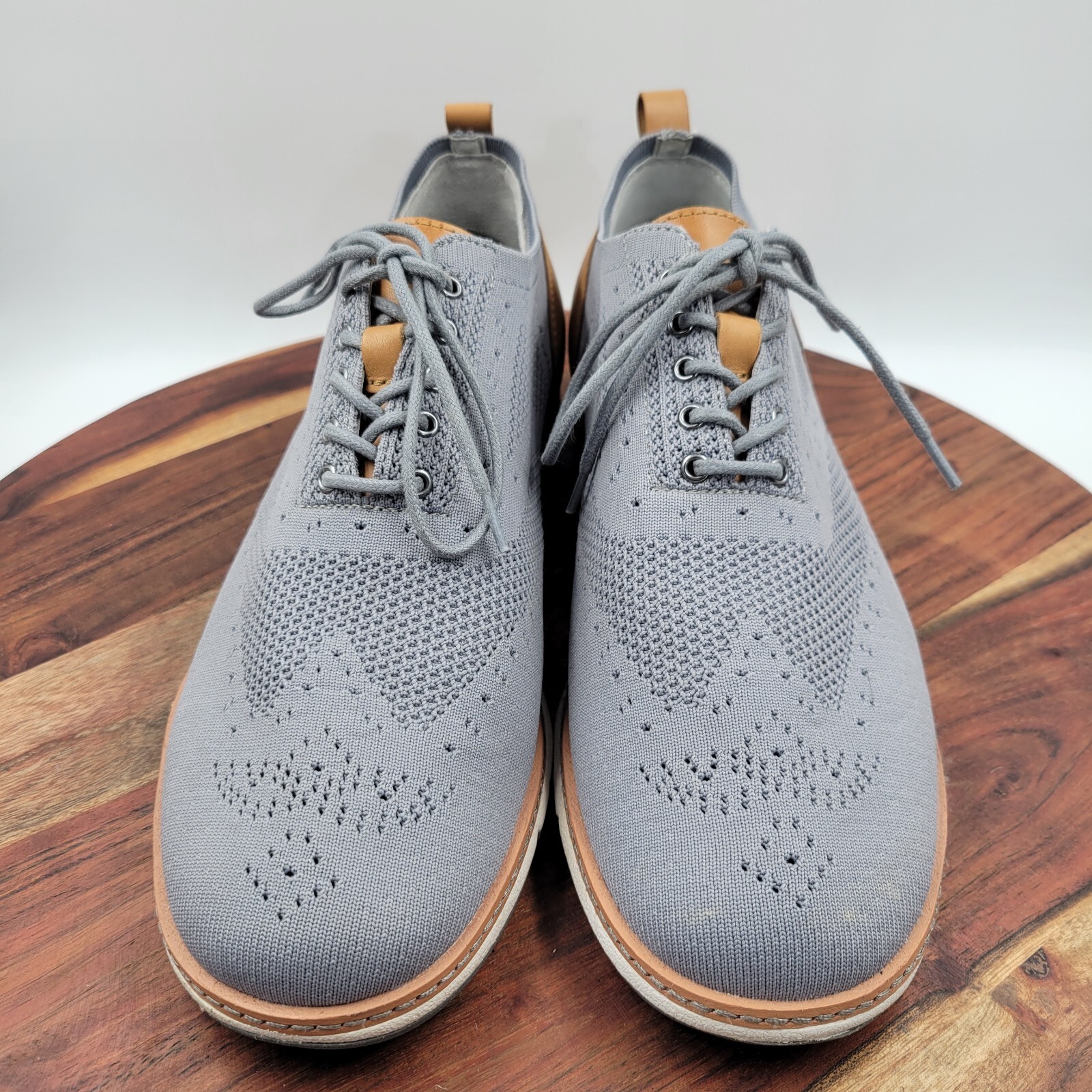 SAOLA Scarpe da ginnastica Jambu Franklin uomo 11 5 m grigio marrone chiaro lavorato a maglia pelle comfort Oxford