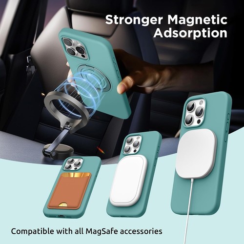 SURPHY iPhone 16 Pro Case, with 360° Rotatable Magnetic Stand & Finger Ring - Picture 6 of 11