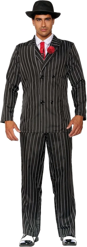 Auténtico Disfraz de Gángster Años 20 - XL con Chaqueta de Doble Pecho y Corbata Foto 2 de 4
