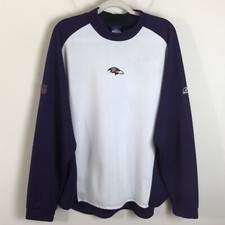 Ropa del equipo Baltimore Ravens NFL Reebok cuello falso manga larga XL blanco púrpura
