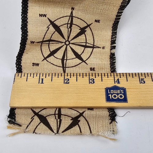 Nautical Burlap Wired Ribbon 4" x 5 yards Compass Wreath Tree Crafts Tan Black - Picture 2 of 4