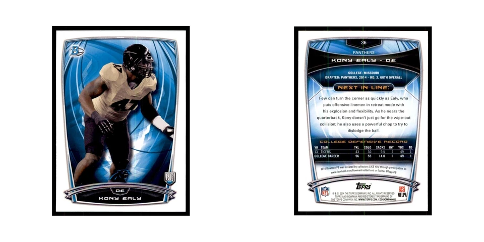 2014 Bowman Kony Ealy RC Football Cards #36 - Image 3 of 3