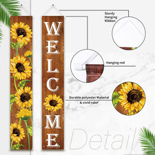 Sunflower Welcome Hanging Banner Spring Summer Porch Flag Front Door Yard Decor