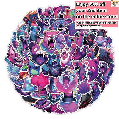 50pc Waterproof Vinyl Stickers Bears Beast Luggage Phone Laptop Water Bottle Car