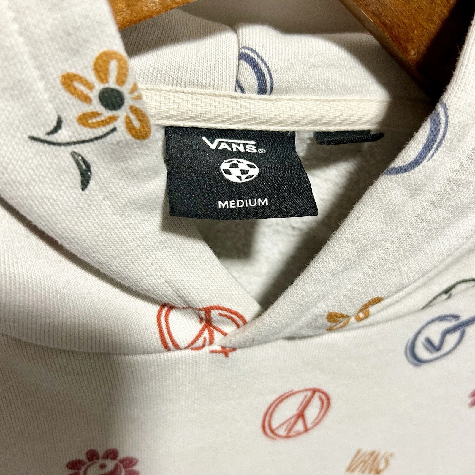 OFF WHITE Felpa con cappuccio Vans Off The Wall donna piccola equipaggio pullover collo felpa con cappuccio