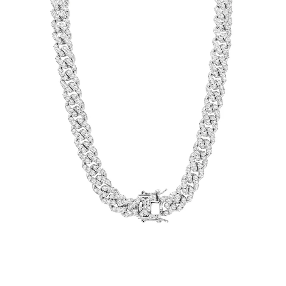 Juego de puntas gargantilla collar eslabón cubano Miami chapado en oro real de 14K helado 12 mm Foto 4 de 4