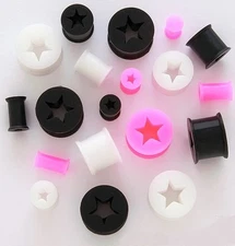 1 Pair Star Shape Flexible Silicone Tunnels Ear Plugs Gauges Pick Size/Color 