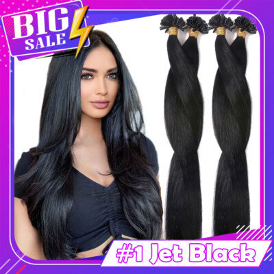 Keratin Fusion Pre Bonded Tips Nail U Tip Glue 100% Remy Human Hair Extensions