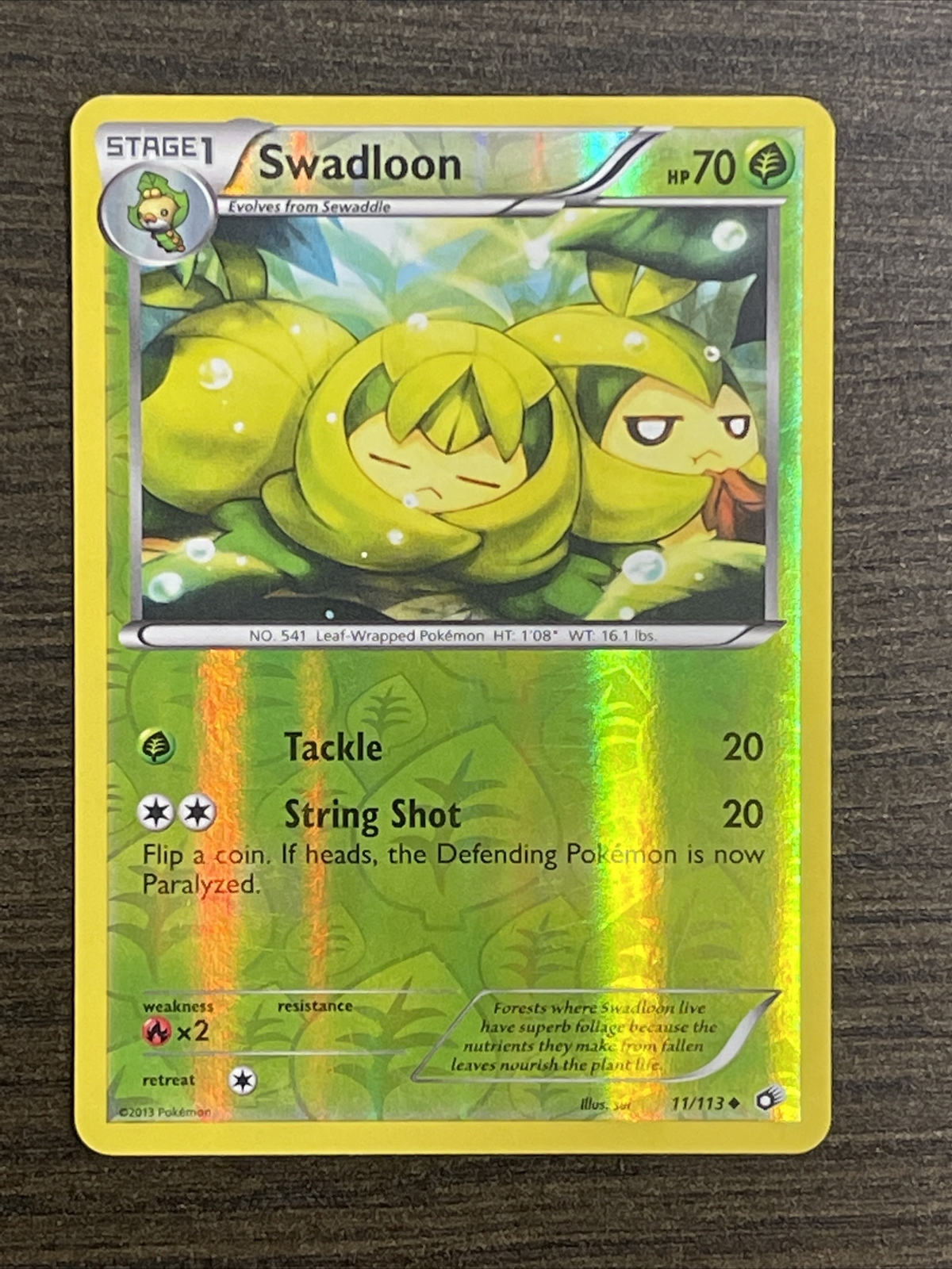 Pokemon - Swadloon - 11/113 - Uncommon - Reverse Holo - Legendary Treasures - LP