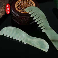 Natural Jade Stone Comb Gua Sha Tools Scraping Health Massage Comb Head Massager