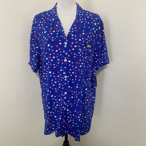 Home Free Colorful Stars Men's Hawaiian Shirt Beach Short Sleeved Button Large