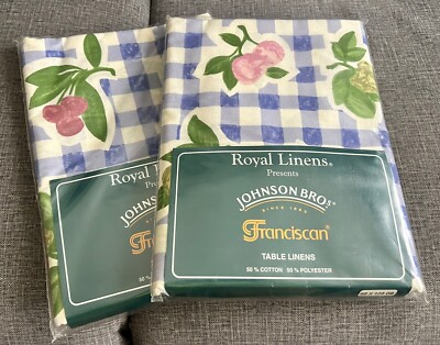 2 Royal Linens Blue White Floral Orchard Glade Tablecloth 60'' x 120'' oblong oval