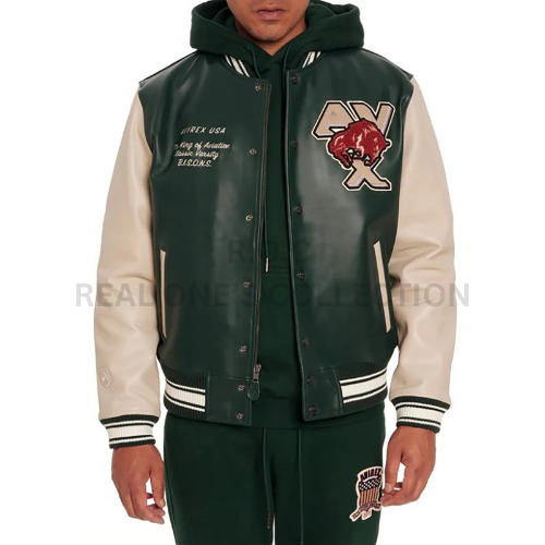 Avirex Bisons USA Leather varsity jacket in Real Cowhide Leather - Picture 1 of 5