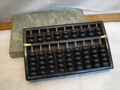 Wintage Wooden Abacus Made in Japan w/ Box Early Calculator Tool Math Desk Decor