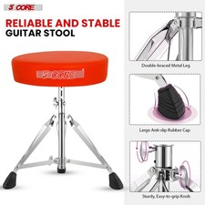 5 Core Drum Throne 3" Padded Comfortable 200Lb Capacity Drummer Stool Adjustable