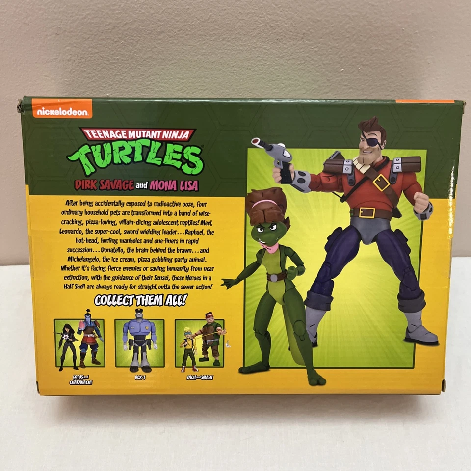 Paquete de 2 figuras de acción coleccionables de Nickelodeon NECA TMNT Dirk Savage y Mona Lisa Foto 2 de 4