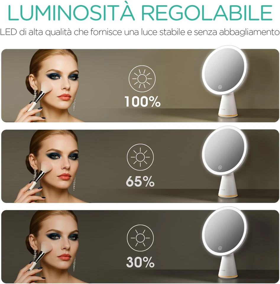Specchio Trucco Con Luci Rimovibile Specchio Da Tavolo Angolo Regolabile Specchi - Immagine 4 di 4