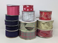 Mixed Lot of 12 Christmas Holiday Wired Ribbon LARGE Rolls Pink Purple