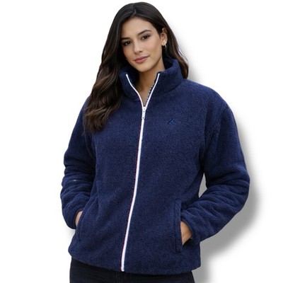 Fourlaps Reversible Jacket Womens L Blue Sherpa Fleece Primaloft Insulated
