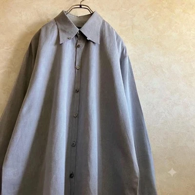 Chemise robe vintage à chevrons Giorgio Armani années 90 coton gris Italie XL... - Photo 1/4