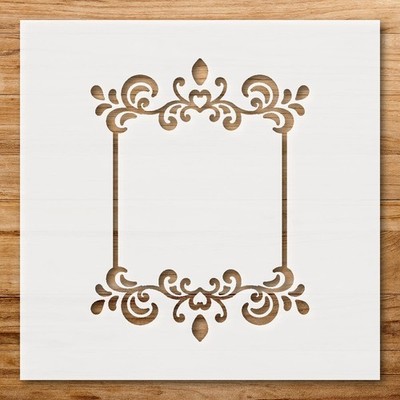 Ornate Flourishes Frame Wall Art Reusable Plastic Stencil - StencilAir