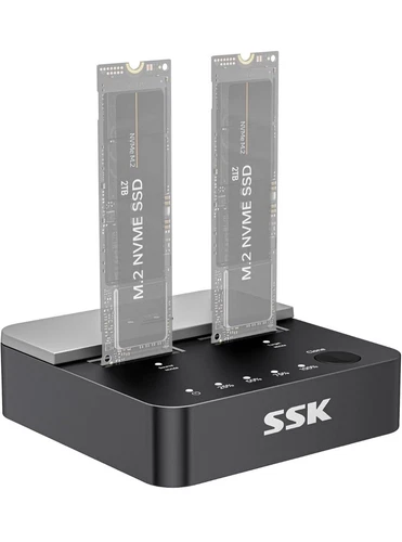 NVMe SSD Cloner, M.2 Duplicator Dual Bay NVMe Enclosure, Tool-Free 20Gbps USB3.2