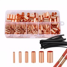 250pcs Wire Terminal connectors 7Size Electrical Butt Connector Copper Tube C