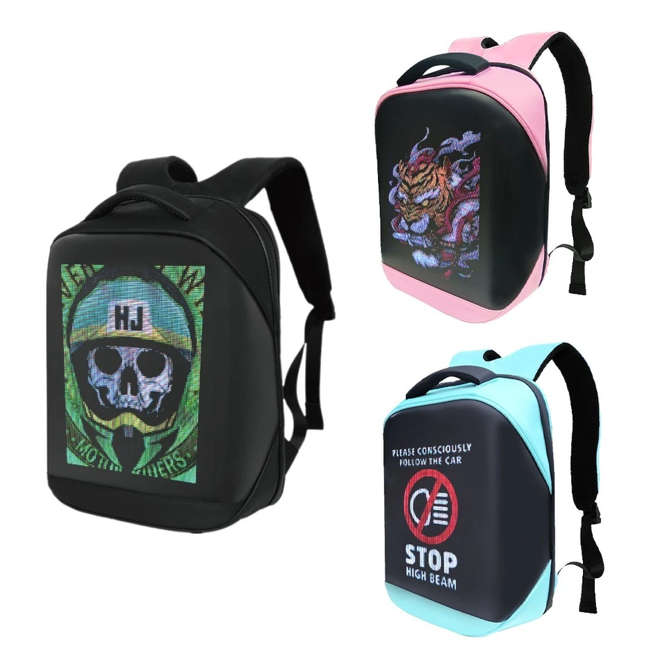 LED Rucksack Spectra HD 96×128 + Powerbank 10.000mAh, App, Schule, Bike, PIXLII - Bild 4 von 4