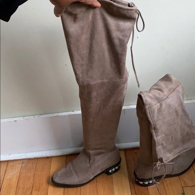 Catherine Malandrino grey suede boots shoe over knee 7.5