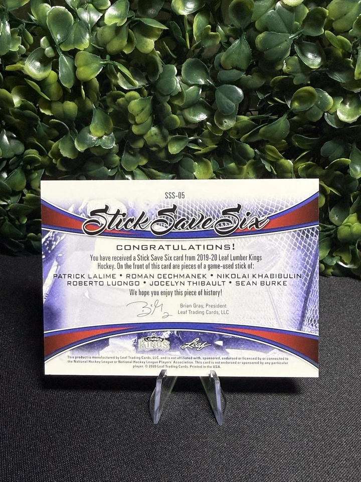 Leaf Stick Save Six /30 Laime/Khabibulin/Thibault/Cechmanek/Luongo/Burke - Image 2 of 2