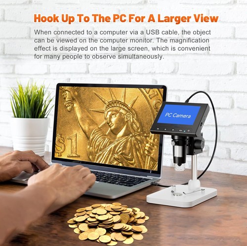 Digital USB Microscope 4.3" 1000x Coin Magnifier 8 LED Light Soldering 2200mAh - Bild 5 von 24