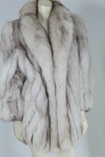 Vintage EVANS Genuine Blue Shadow Luxury Fox Fur Coat Stroller Jacket Size S