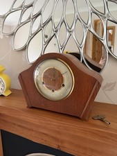 Smiths Antique Westminster Chime Mantel Clock Walnut Wood With Smiths