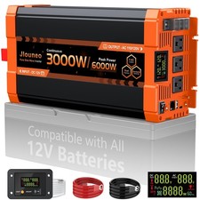 3000 Watt Pure Sine Wave Inverter 12V to 110V for Solar System, RV, Truck, Ca...