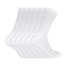 6/12 Pairs White Crew Socks Bamboo Organic Cotton Running Sport Tennis Socks