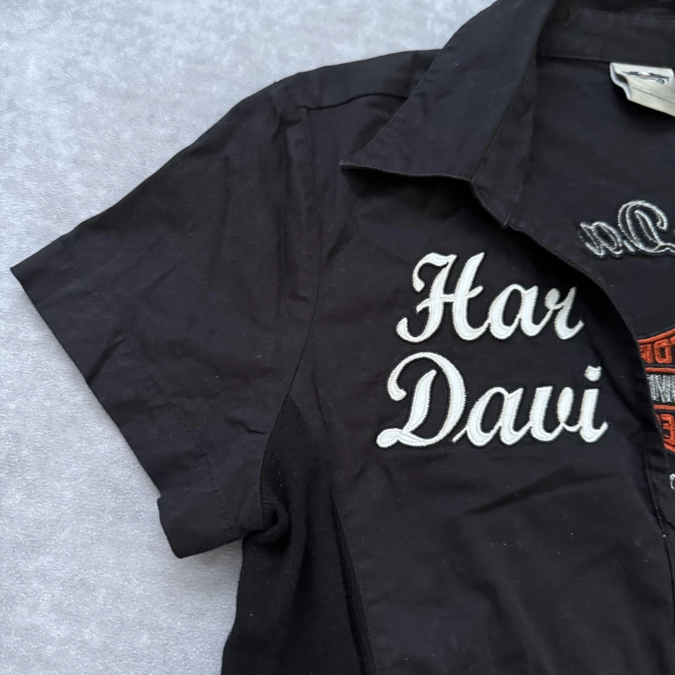 Camisa Harley-Davidson para mujer M negra cremallera bordada alas Foto 3 de 4
