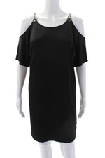 Michael Michael Kors Womens Short Sleeve Sheath Mini Dress Black Size S