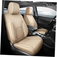 Car Seat Covers Only Front 2pc - Breathable Faux Leather Front- Set Beige
