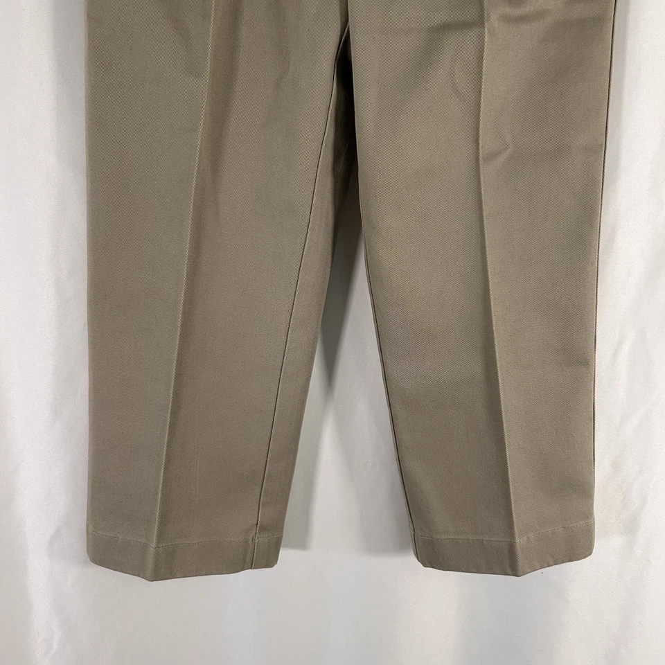 Pantalones de vestir Brooks Brothers niños 4 caqui marrón botón cremallera 100 % algodón Foto 3 de 4
