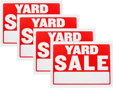 Yard Sale Sign 9  L x12"W Plastic Signs for 4PC WHITE-RED
