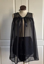 Black Chiffon Baby Doll Ladies Sleep Set  Size Medium by Secrets In Lace