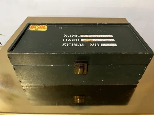 Vintage GI Joe Wooden Footlocker Accessory Box Military Green Hasbro 1960s