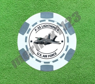 F-35 Lightning Fighter US Air Force Poker Chip Golf Ball Marker Card Guard