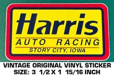 HARRIS AUTO RACING - VINTAGE ORIGINAL VINYL DECAL STICKER - STORY CITY, IOWA
