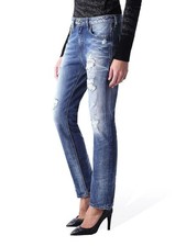 Diesel Rizzo 0848I Donne W26/L32 Blu Strappato Slim Dritto 100% Cotone
